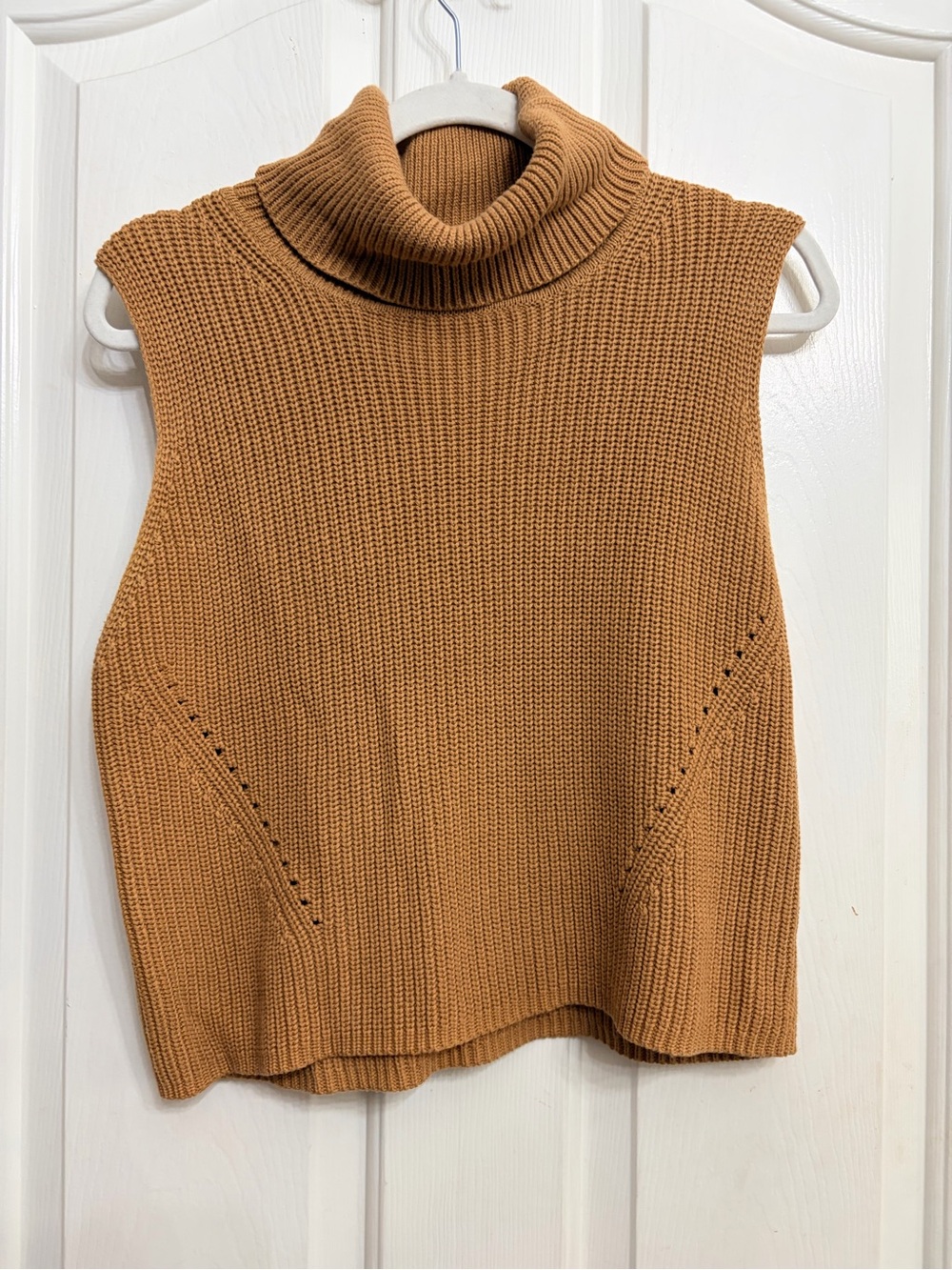 French Connection Sleeveless Turtleneck Sweater Vest - Camel Brown